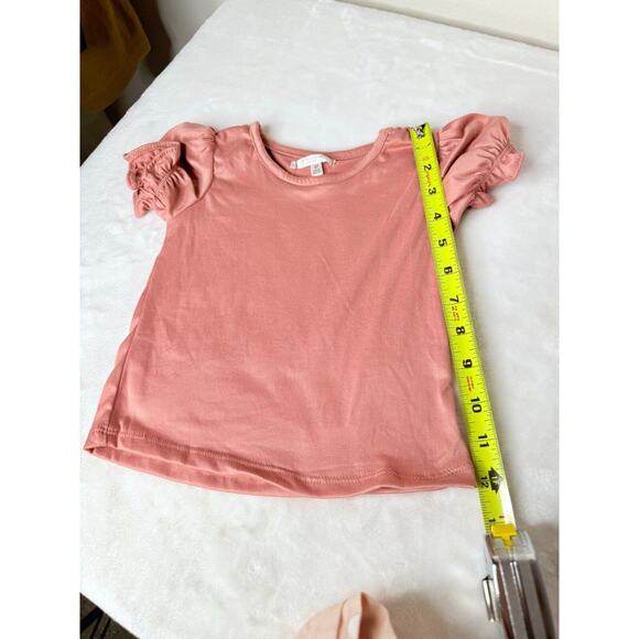 Tahari Girl 2T - Denim 2 PC Brand New Overalls Pink Polka Dot Ruffle Sleeve - Picture 7 of 13